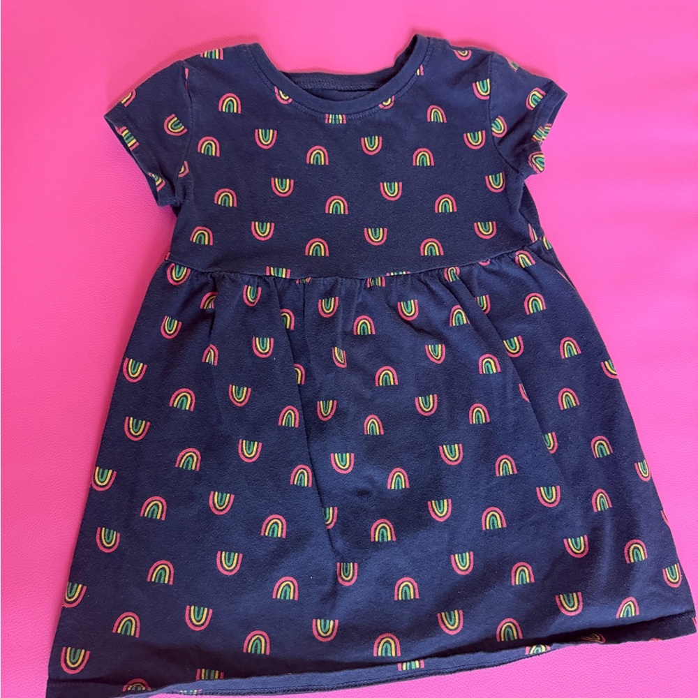 Old Navy Navy Dress with Rainbow Pattern